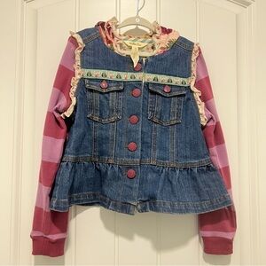 Matilda Jane Labyrinth Convertible Jean Jacket Hooded Vest Size 6
